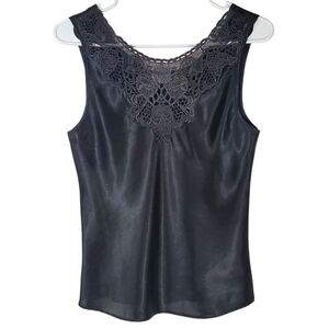 2400 * Heather Nicole Lace Insert Satin Cami Black Size Unknown Vintage